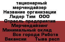 Cтационарный мерчендайзер › Название организации ­ Лидер Тим, ООО › Отрасль предприятия ­ Мерчендайзинг › Минимальный оклад ­ 27 800 - Все города Работа » Вакансии   . Тыва респ.